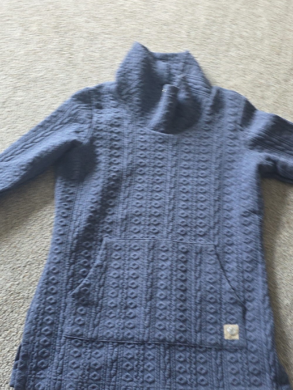 Straight Down Navy Cable-Knit Cowl Neck Sweater Dress